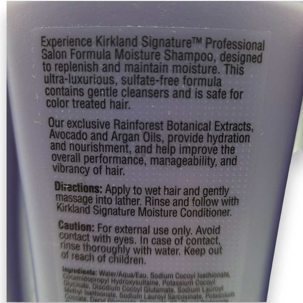 Kirkland Moisture Shampoo Twin Pack 33.8 oz Each, Vegan & Color Safe - Picture 5 of 7